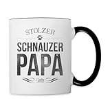 Spreadshirt Stolzer Schnauzer Papa Hund Schnauzerpapa Tasse Zweifarbig, One size, Weiß/Schwarz