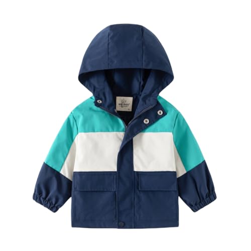 Meufam Toddler Boys Color Block Windbreaker Casual Outerwear Kids Lightweight Zip Hooded Jacket Baby Cute Dust Coat Jacket