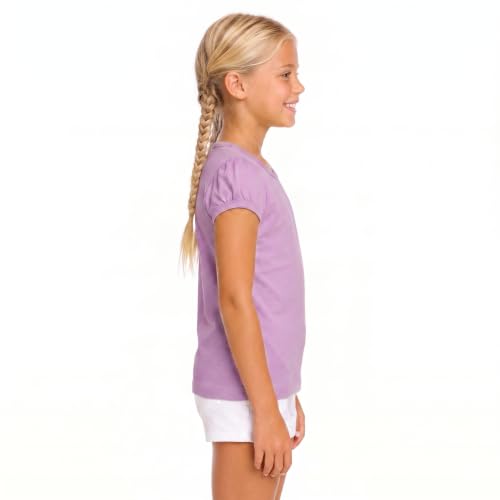 Image of Lilax Girls Short Puff Sleeve Cotton T-Shirt, Toddler & Little Girls Top | 95% Cotton Puff Sleeve Tee; Crewneck, Short Sleeve; Toddler & Girls Sizes 2T-12; for School, Play & Everyday; Machine Wash
