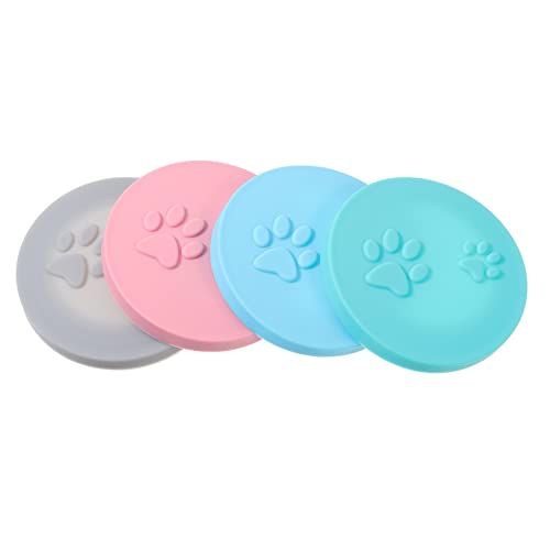 Kisangel 4pcs Silicone Pet Food Can Lids Dog and Cat Food Covers for Quality Safe and Flexible Seal for Canned Grey Green
