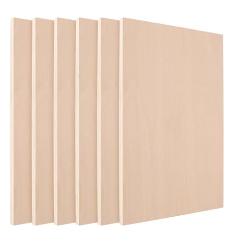 YAUFWUA 6 Pack 12x16 Inch Baltic Birch Plywood, 1/2 Thick Unfinished Plywood Sheets Rectangle Laser Engraving Wood Panels for Crafts, DIY Projects, Christmas Decor