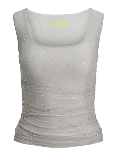 Top JXKIA Saga Jack & Jones en tissu flanelle grise aux finitions bijoux
