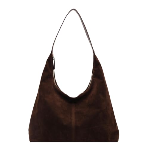Bolso Tote de ante para mujer color marrón miniatura 1