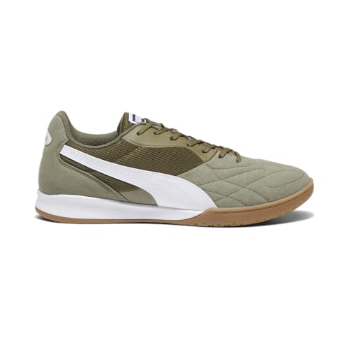 PUMA Zapatillas de fútbol King Top Indoor Trainer para hombre, Olive Drab/Puma White/Puma Gold, 40 EU