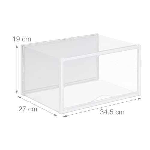 Boîtes à chaussures transparentes Relaxdays plastique rigide avec trous d'aération