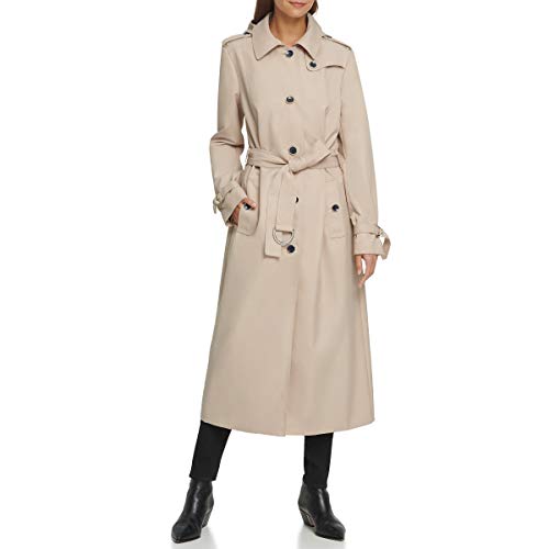 Dkny women's belted trench coat, chino beige maxi, large