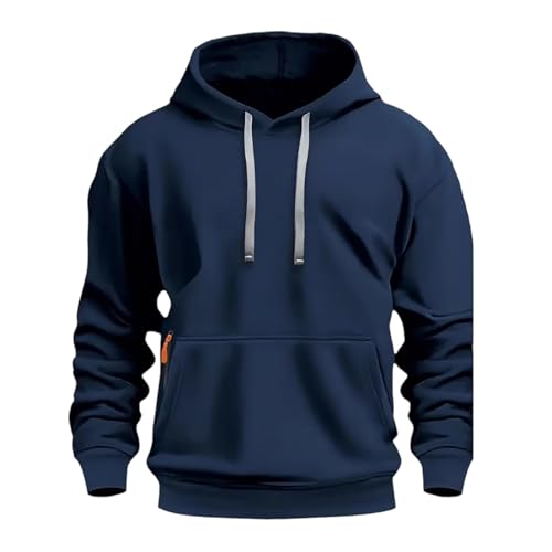 Hoodies For Men Pullover Solid Color Sweatshirts Big And Tall Winter Drawstring Tops Cozy Sweatshirts With Pocket