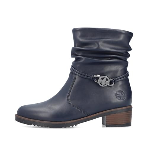Rieker Damen Klassische Stiefeletten Y0572, Frauen Stiefeletten,halbstiefel,Kurzstiefel,uebergangsschuhe,uebergangsstiefel,blau (14),39 EU / 6 UK