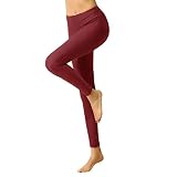 iiniim Damen Schwimm Leggings Lange Hose Hoch Taille Schwimmen Strumpfhosen Leggins Tight Pants Fitness Yoga Sport Hose Weinrot L