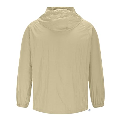 Hoodie Jacket for Men Summer Thin Shirt Long Sleeve Sun Protection Hooded Tops Outdoor Hiking Zipper Top with Pocket4