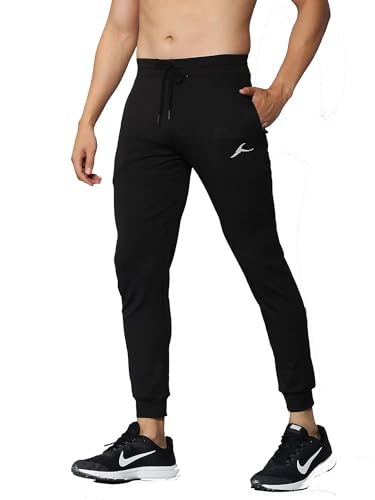 Image of Kraasa Solid Joggers Gym Pants for Men | Slim Fit Athletic Track Pants | Casual Running Workout Pants with Pockets |Solid Men Track Pants Solid Men Track Pants