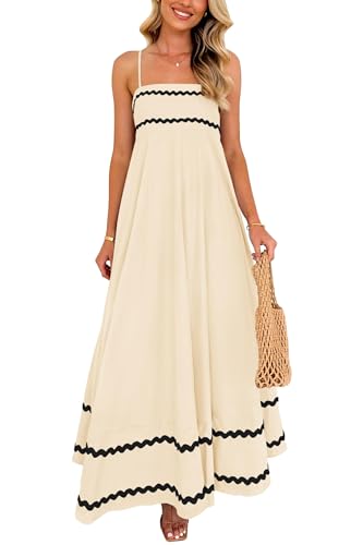 Image of PRETTYGARDEN Women's 2026 Summer Flowy Maxi Dress Casual Sleeveless Spaghetti Strap Ruffle Beach Long Dresses