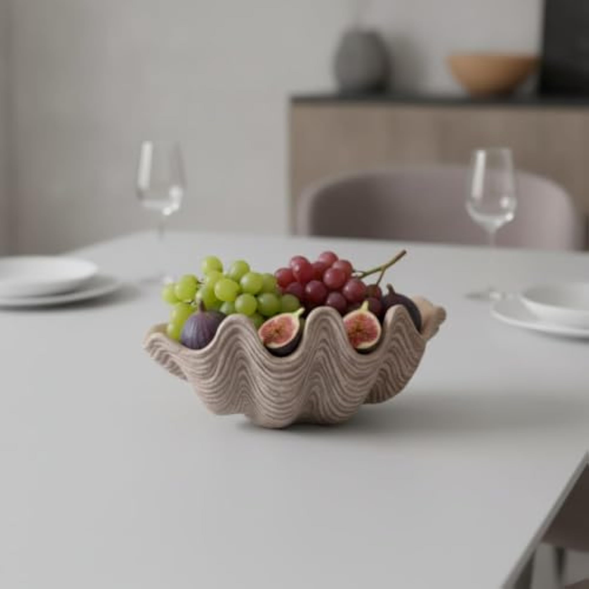 Modern Shell-Shaped Decorative Tray, Textured Design