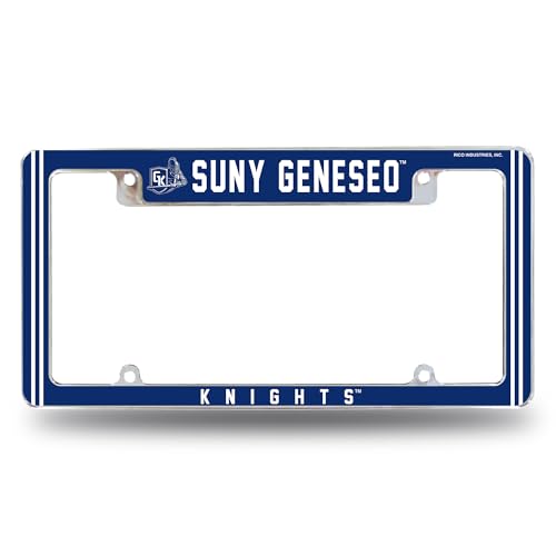 Rico Industries NCAA SUNY Geneseo Blue Knights 12" x 6" Chrome All Over Automotive License Plate Frame for Car/Truck/SUV