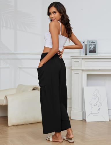 Flygo Women's Wide Leg Pants Summer Casual Loose Fit Beach Palazzo Harem Pants with Pockets4