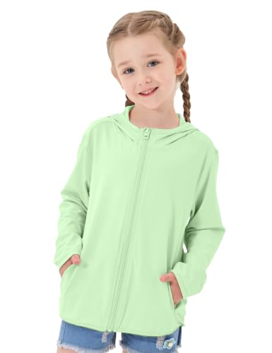 Image of TAGIHOO Kids Active Zipper Sun Protection Jacket Boys Girls Hooded Cooling Shirt Pockets Fishing Running Outdoor
