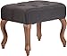 CLP Sgabello Capitonné Brest in Tessuto E Legno di caucciù I Panchetta Fondo Letto Chesterfield, Colore:Grigio Scuro, Colore del Telaio:Antico Chiaro