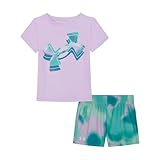 Under Armour Conjunto de pantalones cortos Ua Big Logo Ss para niñas, 4