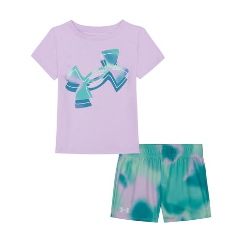 Under Armour girls Short Sleeve Shirt and Shorts Set, Durable Stretch and Lightweight