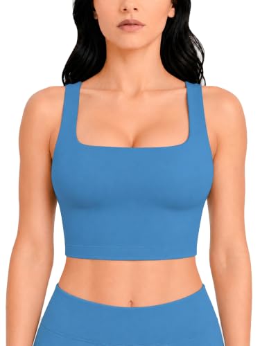 Image of Sunzel Square Neck Longline Sports Bra, Built-in Bra Crop Tank Top