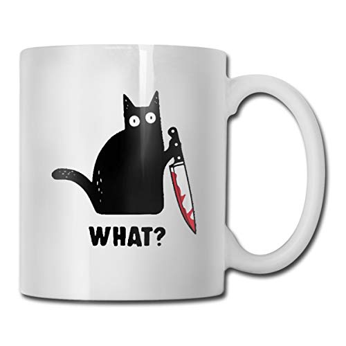 Cat What Ferocious Black cat with Knife Funny Wonderful Coffee Cup Set, 11