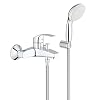 GROHE Eurosmart – Einhand- Wannenarmatur (mit Brausegarnitur, automatische Umstellung Wanne/Brause), chrom, 3330220A
