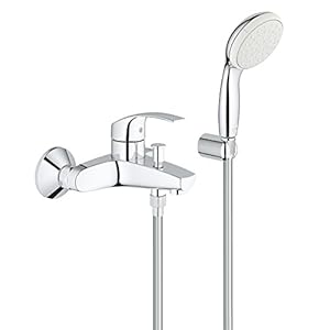 GROHE Eurosmart – Einhand- Wannenarmatur (mit Brausegarnitur, automatische Umstellung Wanne/Brause), chrom, 3330220A