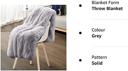 Ewolee Faux Fur Throw, Super Soft Large Fluffy Throw Blanket, Long Shaggy Faux Fur Blanket Warm Cozy Throw for Sofa Bed Couch Chair Decoration 200 x 160cm (Grey)