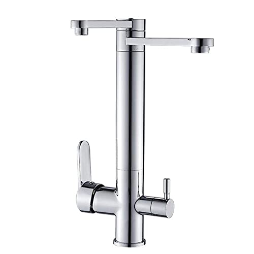 Robinet de cuisine 3 voies en laiton noir mitigeur orientable 360