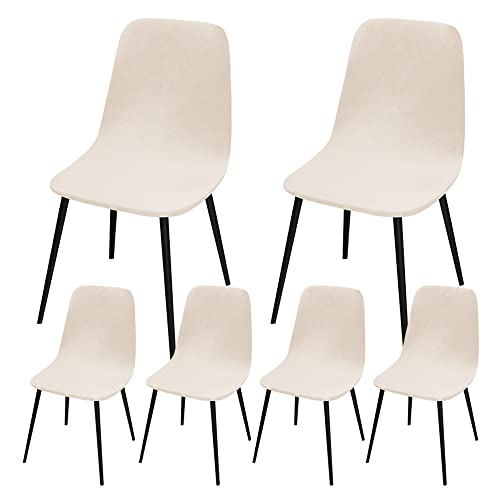 Itfro Set Of 6 Stretch Velvet Shell Chair Cover Mid Century Modern Dining Chair Slipcover Armless Accent Chair Cover Kitchen Chair Seat Protector For Hotel Party (Beige) #TOP11