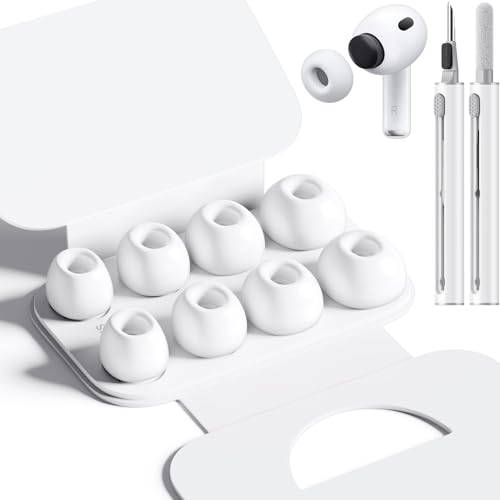 Replacement Ear Tips Compatible with AirPods Pro 3rd Generation Silicone Earbud Tips with Cleaning Pen Secure Fit Noise Isolation Soft Comfort Ear Tips Kit (4 Pairs XXS/XS/S/L)