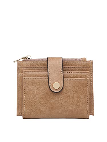JEN & CO. Sam Wallet, Mocha - Small Vegan Leather Wallets for Women, Credit Card Slots, ID Holder, Slim and Compact