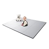 WEIMALL プレイマット 赤ちゃん 防水 抗菌 ベビープレイマット シームレスプレイマット 折りたたみ 床暖房OK 防音 騒音 厚み4cm ノンホルムアルデヒド クッション トレーニング（グレー,140×200×4cm）PMAT004GY