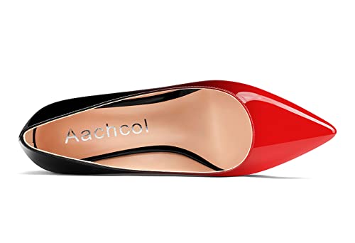 Aachcol Women Wedge Pumps Mid Heels Pointed Toe Slip-on Wedding Party 2 Inches4