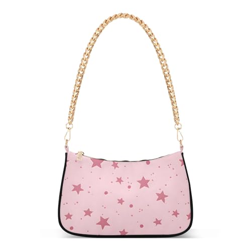 Clutch Shoulder Bags Tote Evening Purse Handbags for Women Pink Star Polka Dot Hobo Bags with Zipper Closure