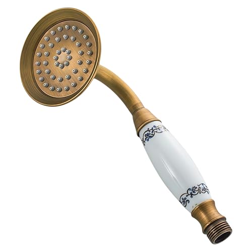 Pommeau de Douche en Laiton, Pomme de Douche Amovible, Bronze Style Vintage, Forme de Téléphone, Grand Débit, Economie D'eau, Haute Pression