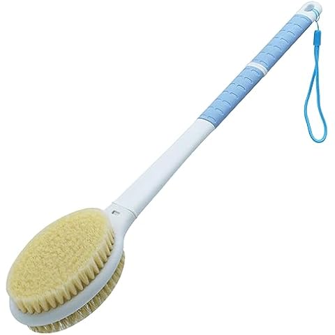 Shower Brush with Soft and Stiff Bristles,17.5" Long Handle Dual-Side Back Scrubber Bath Brush Body Exfoliator for Wet or Dry Brushing (Long Handle) Cover