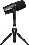Shure MV7 Micrófono USB con trípode para Realizar podcasts, Grabar, Hacer Streaming y Jugar, Salida de Auricular integrada, micrófono dinámico USB/XLR de Metal, tecnología de Aislamiento de Voz