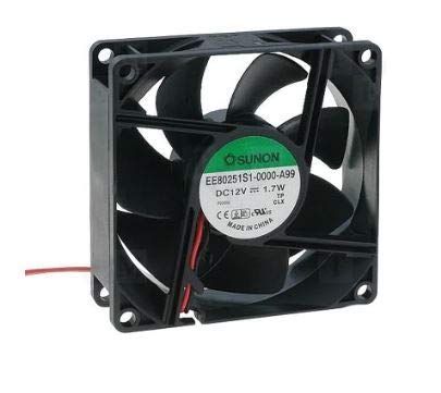 SunonFan, 80 x 25mm, 12V DC, 1.7W, 3200 RPM, 300mm Flying Leads, Desktop Compatible, 4-Pin Power Connector, 30dB Noise Level
