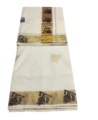 Women's Kasavu Cotton Saree with Blouse2