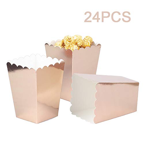 Image of Rose Gold Popcorn Boxes Mini Paper Popcorn Box Cardboard Popcorn Container for Party, Pack of 24