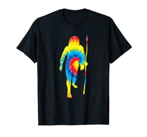 Tie Dye Neanderthal Rainbow Print Primate Hippie Peace Gift T-Shirt