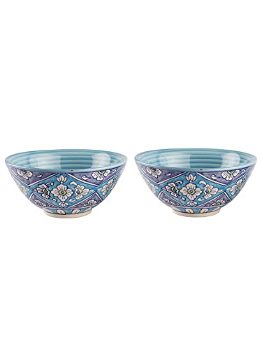 Image of miah decor Ceramic Serving Bowl Handmade Stoneware Matte Finish Serving Bowl for Food Salad Curries Pasta Noodles Snacks Rice Chutney Breakfast (MD-244-MFN)