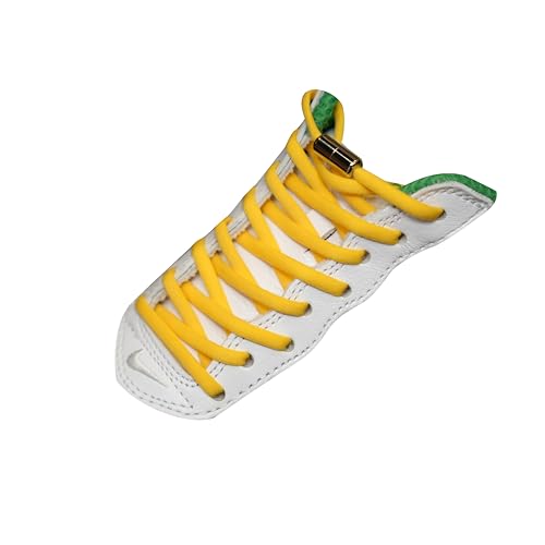 [NODC] 結ばない 靴紐 ゴム シューレース 伸びる SHOELACES 靴紐 120cm 140cm 靴ひも 伸びる靴紐 平紐 (イエロー, 100cm)