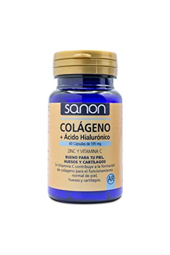Sanon Colágeno Con Ácido Hialurónico - 60 Cápsulas De 595Mg - Prensado En Frío De Alta Calidad - Ayuda A Reducir Molestias, Dolores En Articulaciones Y Mejora El Aspecto De La Piel