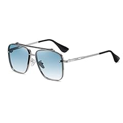 A:silver Frame Gradient Blue Lens