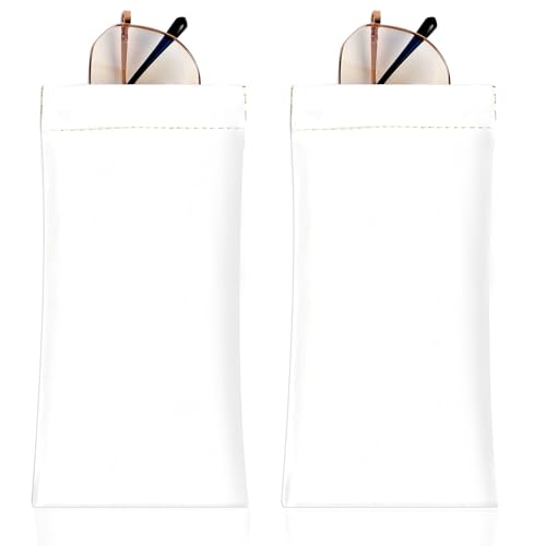 Image of Anikathy 2Pcs Sunglass Eyeglass Glasses Case Soft PU Leather with Cleaning Cloth Portable Glasses Pouch Bag for Men Women