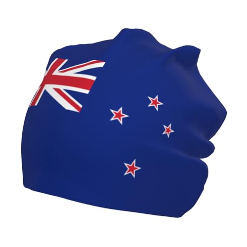 Flag of New Zealand Children Hip Hop Knitted Hat Kids Elastic Leisure Knit Cap Warm Sleep Beanies Black