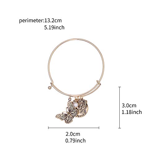 Image of LUX ACCESSORIES Minimalist Butterfly Dream White Pearl Pendants Gold Bangle Bracelet