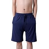 Herren Kurze Schlafhose LUNULE Sommer Sleephose mit Seitentaschen und Kordelzug Einfarbig Pyjamahose Lose und atmungsaktiv Freizeithose Weich und bequem Shorty Nachthose Bermuda Shorts Hose Loungewear